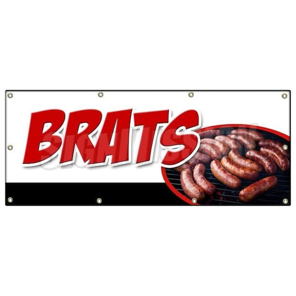 BRATS BANNER SIGN bratwurst beer wisconsin cheese grilled battered